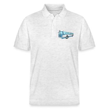 Bus - Stanley/Stella Unisex Bio-Poloshirt PREPSTER - Weiß meliert - Vorne - Roxy (174cm) & Andy (188cm)
