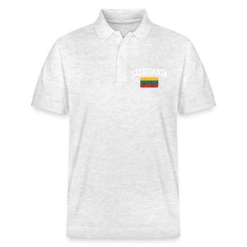 Lithuania Arch Flag Tee - Stanley/Stella Unisex Organic Polo Shirt PREPSTER - heather white - Front - Roxy (174cm) & Andy (188cm)