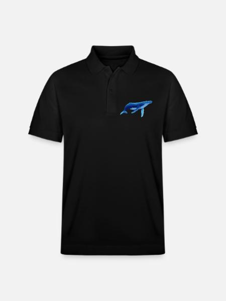 Whale in blue with sea patterns - Stanley/Stella Unisex Organic Polo Shirt PREPSTER - black
