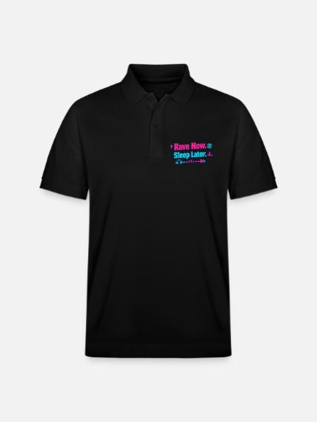 Rave Now, Sleep Later Neon Arrow - Stanley/Stella Unisex Organic Polo Shirt PREPSTER - black