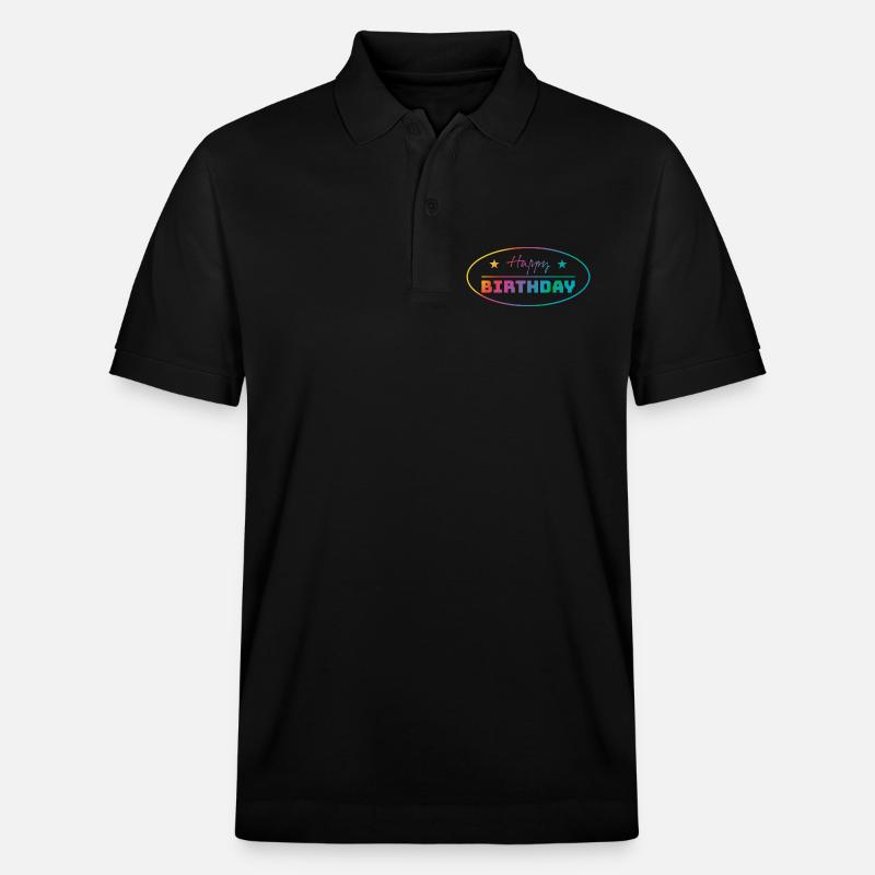Tshirt happy birthday oval bunt - Stanley/Stella Unisex Bio-Poloshirt PREPSTER - Schwarz