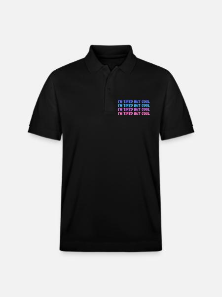 Sentimental Tired But Cool inscription - Stanley/Stella Unisex Organic Polo Shirt PREPSTER - black