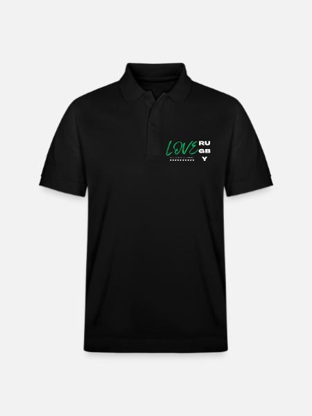 Love rugby green - Stanley/Stella Unisex Organic Polo Shirt PREPSTER - black