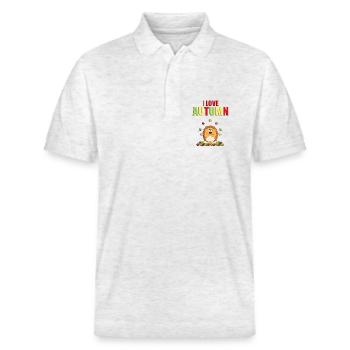 ICH LIEBE DEN HERBST - IGEL - TIER - BLÄTTER - Stanley/Stella Unisex Bio-Poloshirt PREPSTER - Weiß meliert - Vorne - Roxy (174cm) & Andy (188cm)