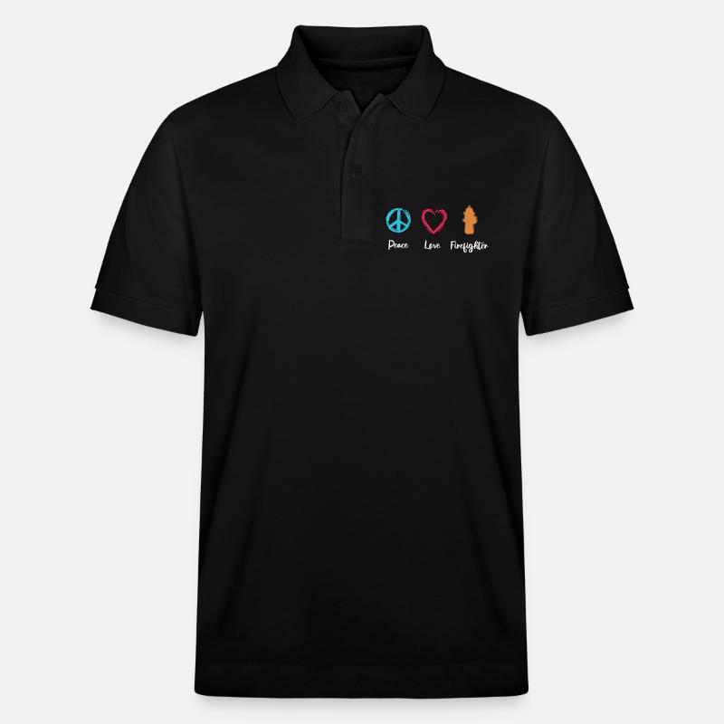 Pompier Peace Love - Polo PREPSTER bio Stanley/Stella Unisexe - noir