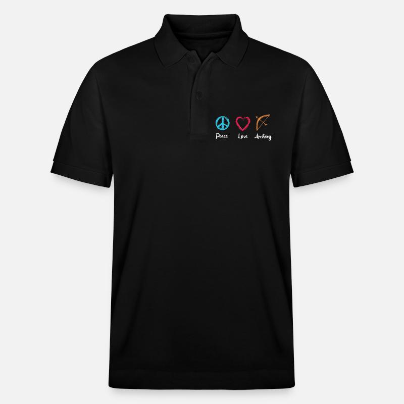 Frieden Liebe Bogenschießen - Stanley/Stella Unisex Bio-Poloshirt PREPSTER - Schwarz