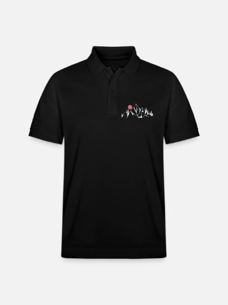 Mountain Dawn Line Art - Stanley/Stella Unisex Organic Polo Shirt PREPSTER - black