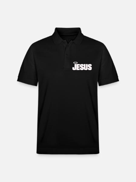 Jesus lettering with halo - Stanley/Stella Unisex Organic Polo Shirt PREPSTER - black