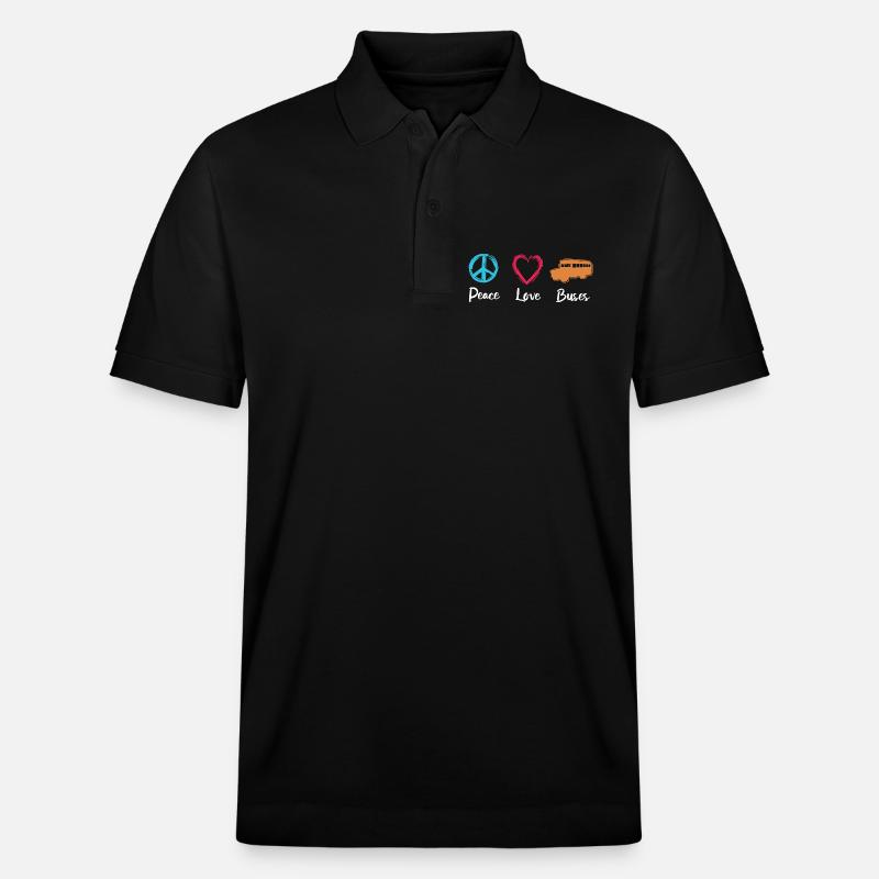 Peace Love Buses - Stanley/Stella Unisex Bio-Poloshirt PREPSTER - Schwarz