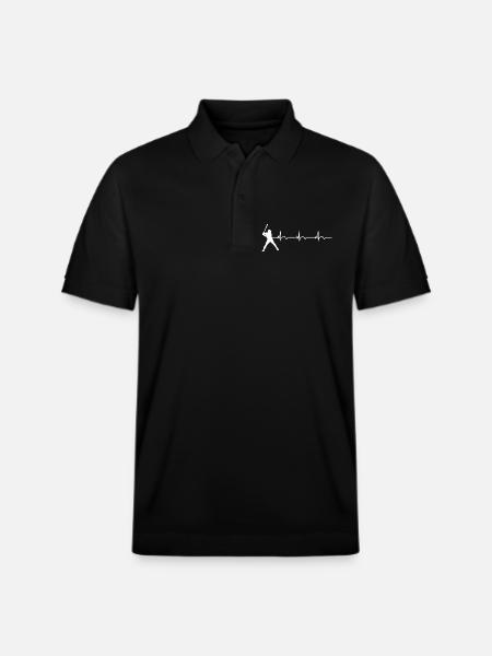 Baseball ECG Heartbeat Baseball Bat - Stanley/Stella Unisex Organic Polo Shirt PREPSTER - black