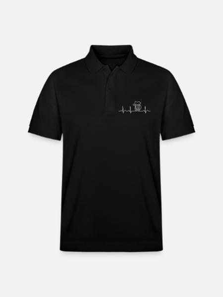 Beer Heartbeat Lustiges Geschenk für einen Pub-Liebhaber - Stanley/Stella Unisex Bio-Poloshirt PREPSTER - Schwarz