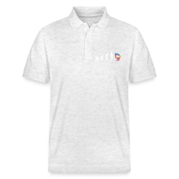 Quote for a contortionist - Stanley/Stella Unisex Organic Polo Shirt PREPSTER - heather white - Front - Roxy (174cm) & Andy (188cm)