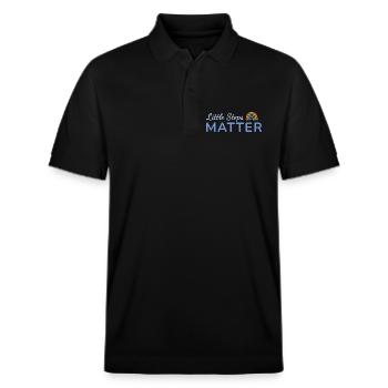 Little Steps Matter Regenbogen blau - Stanley/Stella Unisex Bio-Poloshirt PREPSTER - Schwarz - Vorne - Roxy (174cm) & Andy (188cm)