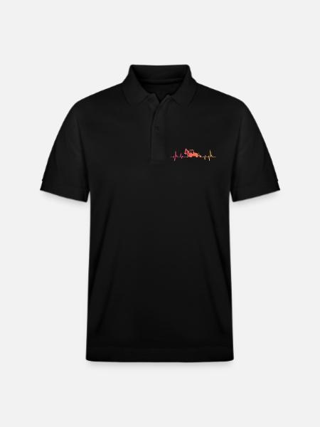 Backhoe Sunset Heartbeat Loader - Stanley/Stella Unisex Organic Polo Shirt PREPSTER - black