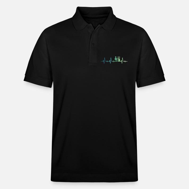 Heartbeat Programmer Developer - Stanley/Stella Unisex Organic Polo Shirt PREPSTER - black
