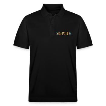 SOPHIA Namenskunst mit gestickten Blumen - Stanley/Stella Unisex Bio-Poloshirt PREPSTER - Schwarz - Vorne - Roxy (174cm) & Andy (188cm)