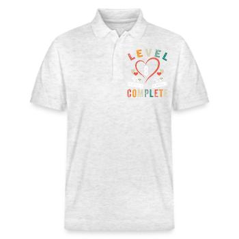 Stufe 8 Abschließen 8. Jubiläum 8 Jahre Hochzeit - Stanley/Stella Unisex Bio-Poloshirt PREPSTER - Weiß meliert - Vorne - Roxy (174cm) & Andy (188cm)