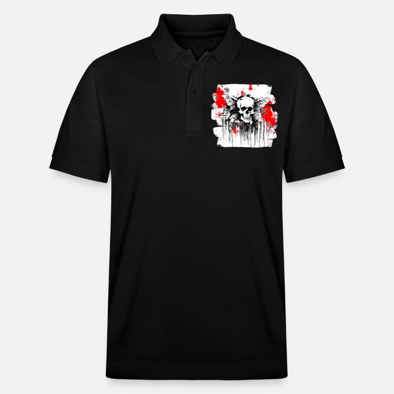 crâne éclaboussure trash polka tattoo - Polo PREPSTER bio Stanley/Stella Unisexe - noir