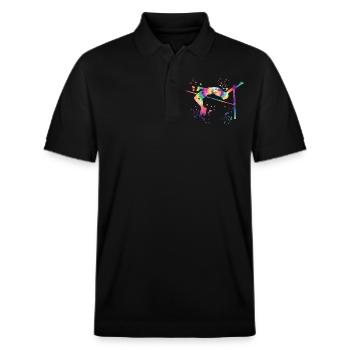 Hochspringer Wasserfarben Hochsprung - Stanley/Stella Unisex Bio-Poloshirt PREPSTER - Schwarz - Vorne - Roxy (174cm) & Andy (188cm)