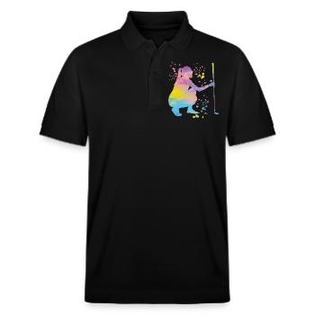 Golfer Colorsplash Kinder Miniaturgolf - Stanley/Stella Unisex Bio-Poloshirt PREPSTER - Schwarz - Vorne - Roxy (174cm) & Andy (188cm)