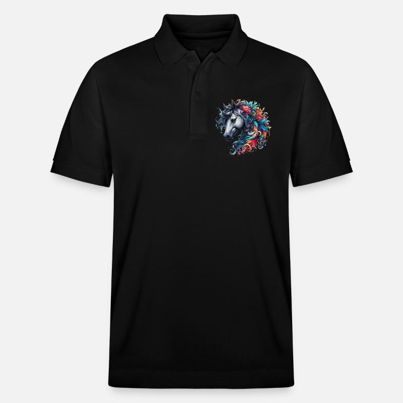 Pferd - Stanley/Stella Unisex Bio-Poloshirt PREPSTER - Schwarz
