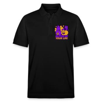 Happy Glitch Couple - Stanley/Stella Unisex Bio-Poloshirt PREPSTER - Schwarz - Vorne - Roxy (174cm) & Andy (188cm)