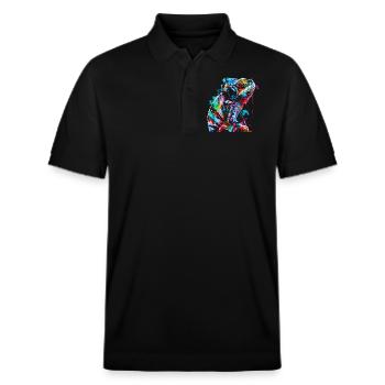 Caméléon Animal Amoureux des animaux Casque Reptiles - Polo PREPSTER bio Stanley/Stella Unisexe - noir - Devant - Roxy (174cm) & Andy (188cm)
