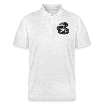Lustiges Schlangen Kunst Schlange Kaffee Reptilien - Stanley/Stella Unisex Bio-Poloshirt PREPSTER - Weiß meliert - Vorne - Roxy (174cm) & Andy (188cm)