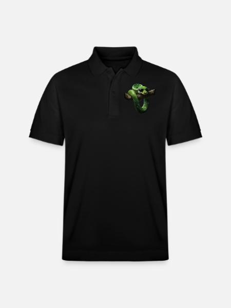 Grüner Baumpython Schlangen Liebhaber Terrarium - Stanley/Stella Unisex Bio-Poloshirt PREPSTER - Schwarz