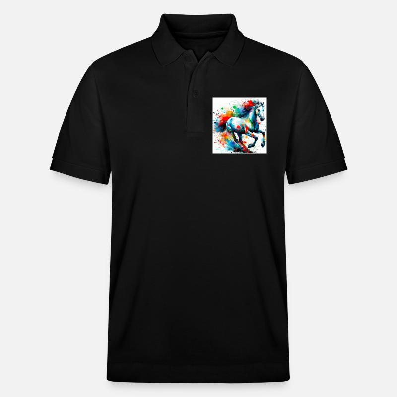 Pferd - Stanley/Stella Unisex Bio-Poloshirt PREPSTER - Schwarz
