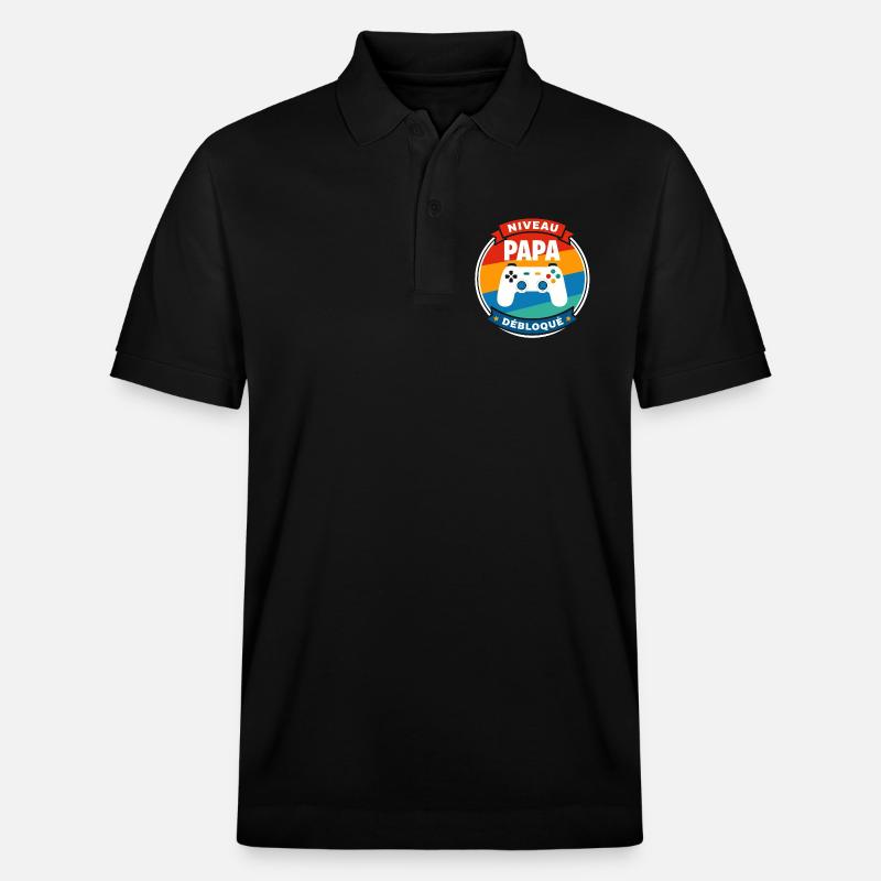 Papa-Level Entsperrtes Abzeichen - Stanley/Stella Unisex Bio-Poloshirt PREPSTER - Schwarz