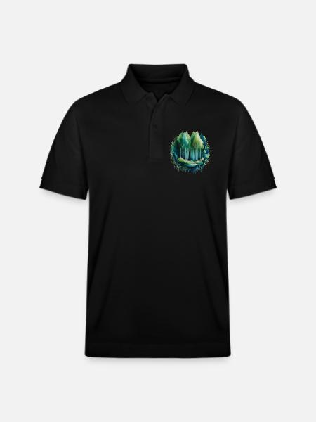 Wald Langbaum Naturmalerei-Druck - Stanley/Stella Unisex Bio-Poloshirt PREPSTER - Schwarz