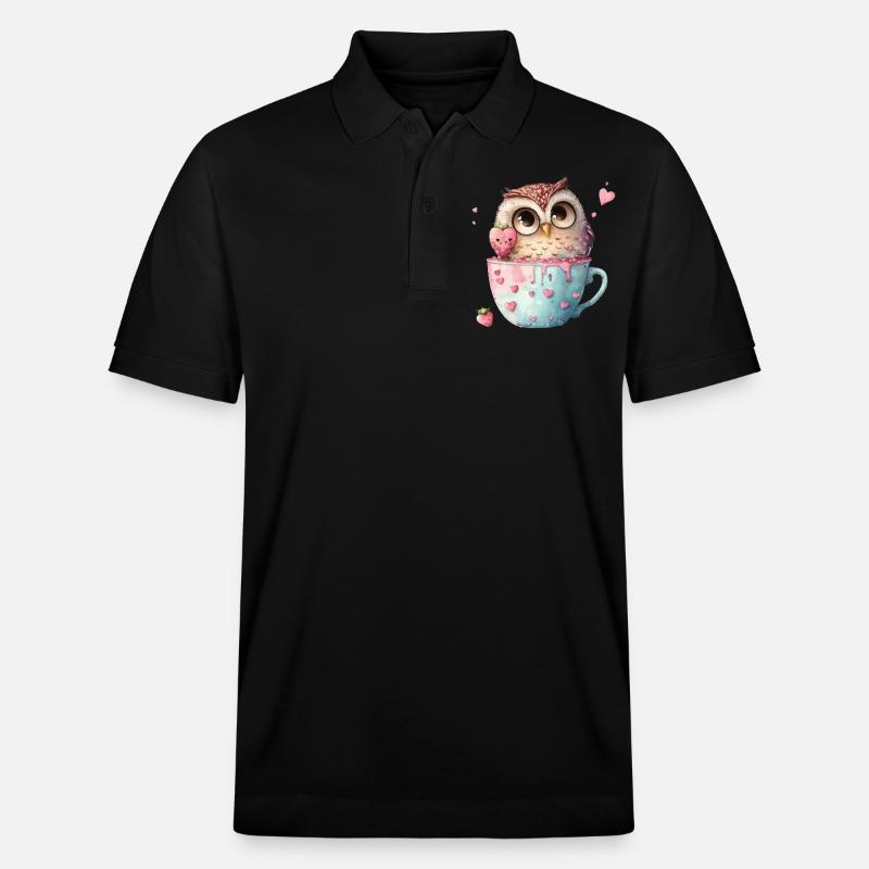 Eule Eulen - Stanley/Stella Unisex Bio-Poloshirt PREPSTER - Schwarz