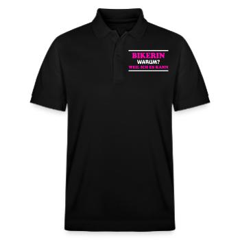 Bikerin Spruch Biker Lustiges Bikerin Geschenk - Stanley/Stella Unisex Bio-Poloshirt PREPSTER - Schwarz - Vorne - Roxy (174cm) & Andy (188cm)