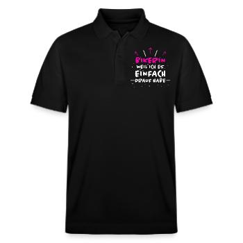 Bikerin Spruch Biker Lustiges Bikerin Geschenk - Stanley/Stella Unisex Bio-Poloshirt PREPSTER - Schwarz - Vorne - Roxy (174cm) & Andy (188cm)