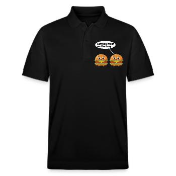 Salatfleisch auf dem Tablett lustiges Burger-Wortspiel - Stanley/Stella Unisex Bio-Poloshirt PREPSTER - Schwarz - Vorne - Roxy (174cm) & Andy (188cm)