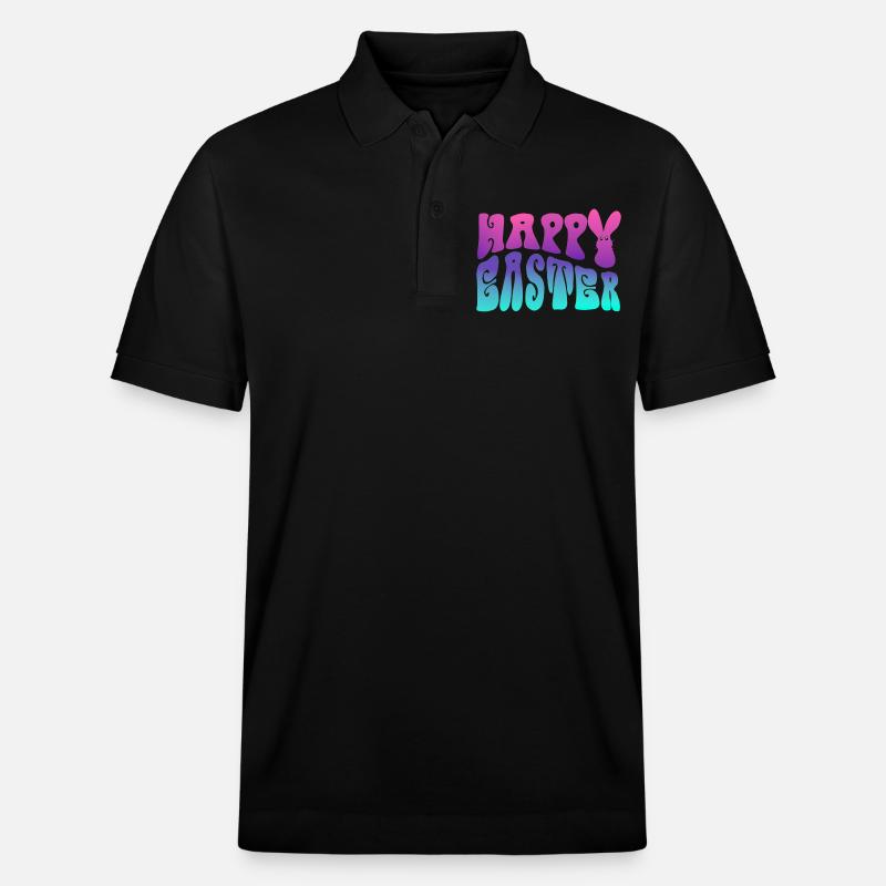 Happy Easter Schriftzug - Stanley/Stella Unisex Bio-Poloshirt PREPSTER - Schwarz