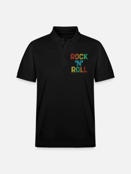 Rock'N'Roll Mehrfarbiger Retro-Neontext - Stanley/Stella Unisex Bio-Poloshirt PREPSTER - Schwarz