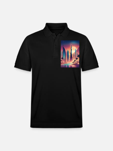 Buntes östliches Stadtbild - Stanley/Stella Unisex Bio-Poloshirt PREPSTER - Schwarz