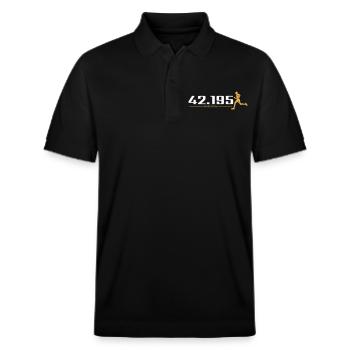 42.195 MARATHON - Stanley/Stella Unisex Bio-Poloshirt PREPSTER - Schwarz - Vorne - Roxy (174cm) & Andy (188cm)