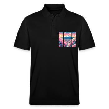 Japanese Cherry Blossom Route - Stanley/Stella Unisex Organic Polo Shirt PREPSTER - black - Front - Roxy (174cm) & Andy (188cm)