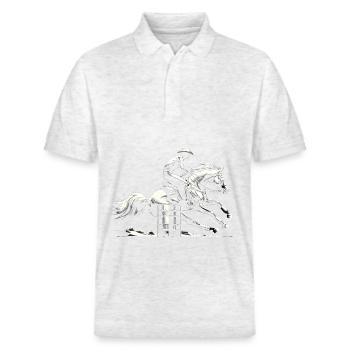Barrel Racing Dynamism - Stanley/Stella Unisex Organic Polo Shirt PREPSTER - heather white - Front - Roxy (174cm) & Andy (188cm)