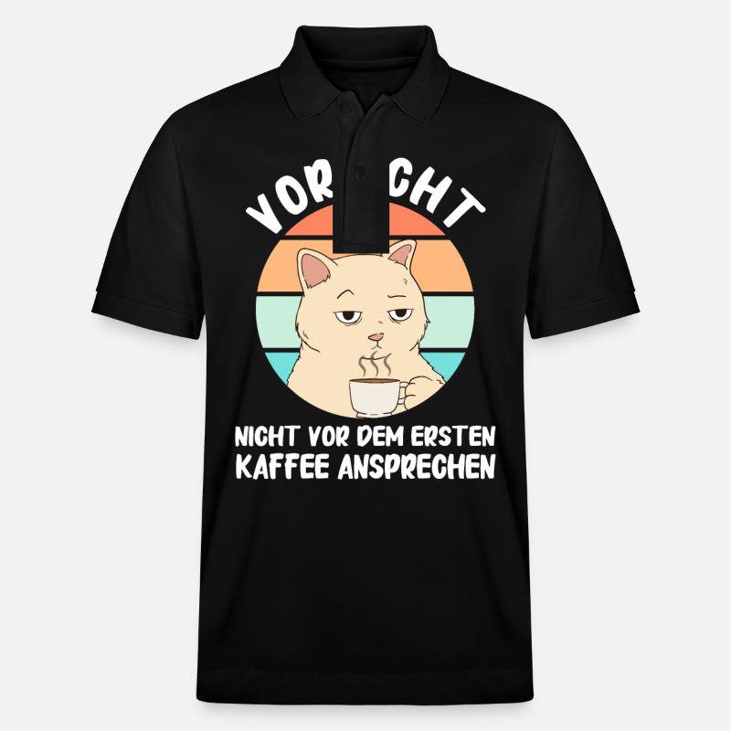 Kaffee Coffee Kaffeetrinker Kaffeeliebhaber - Stanley/Stella Unisex Bio-Poloshirt PREPSTER - Schwarz