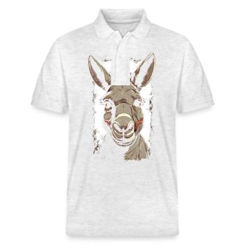 Esel Eselchen Maultier Muli - Stanley/Stella Unisex Bio-Poloshirt PREPSTER - Weiß meliert - Vorne - Roxy (174cm) & Andy (188cm)