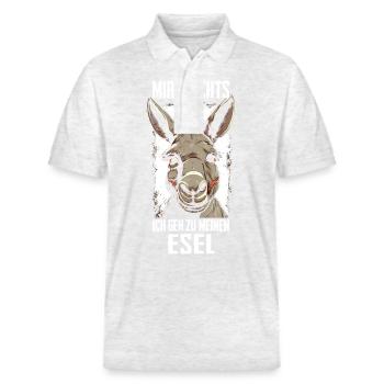 Esel Eselchen Maultier Muli - Stanley/Stella Unisex Bio-Poloshirt PREPSTER - Weiß meliert - Vorne - Roxy (174cm) & Andy (188cm)