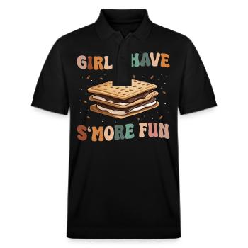 S'more Camping Smores Marshmallow Süßigkeiten - Stanley/Stella Unisex Bio-Poloshirt PREPSTER - Schwarz - Vorne - Roxy (174cm) & Andy (188cm)