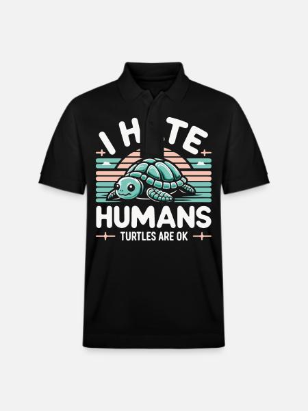 Turtle Sea Turtle Turtle Animal - Stanley/Stella Unisex Organic Polo Shirt PREPSTER - black