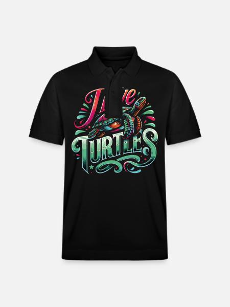 Turtle Sea Turtle Turtle Animal - Stanley/Stella Unisex Organic Polo Shirt PREPSTER - black