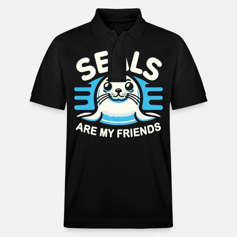 Robbe Robben Tier Seelöwe - Stanley/Stella Unisex Bio-Poloshirt PREPSTER - Schwarz