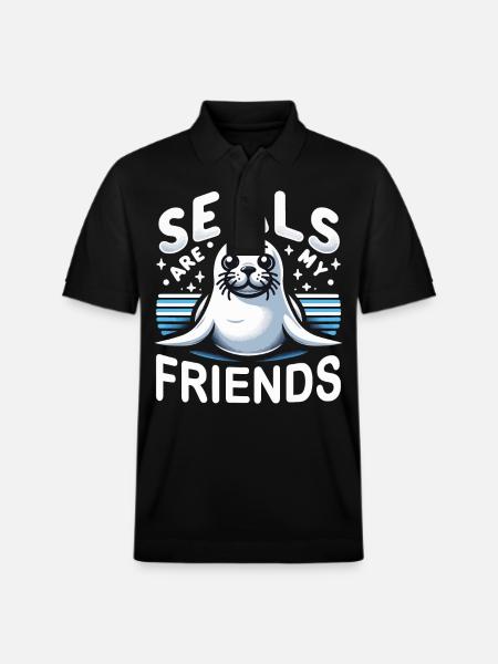 Robbe Robben Tier Seelöwe - Stanley/Stella Unisex Bio-Poloshirt PREPSTER - Schwarz
